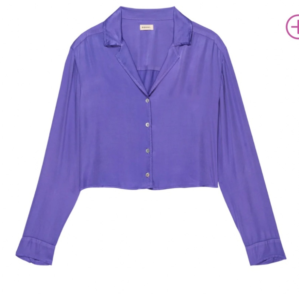 Donni Silky Simple Cropped Button Down